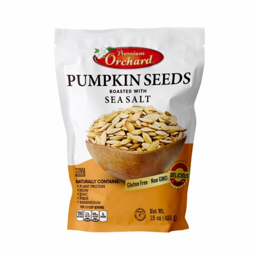 Premium Orchard Roasted Sea Salt Pumpkin Seeds Perspective: front