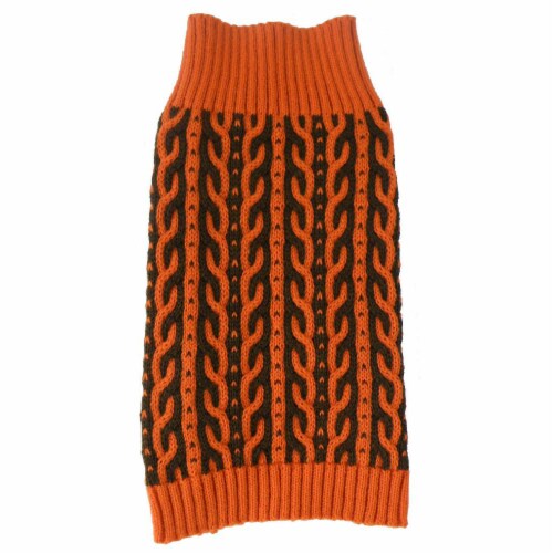 Pet Life Harmonious Dual Color Orange & Brown Weaved Heavy Cable Knitted Dog Sweater Pet Life Harmonious Dual Color Orange & Brown Weaved Heavy Cable Knitted Dog Sweater