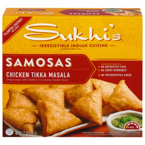 Sukhi's® Chicken Tikka Masala Samosas Frozen Appetizers Perspective: front