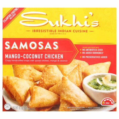 Sukhi's® Mango-Coconut Chicken Samosas Perspective: front