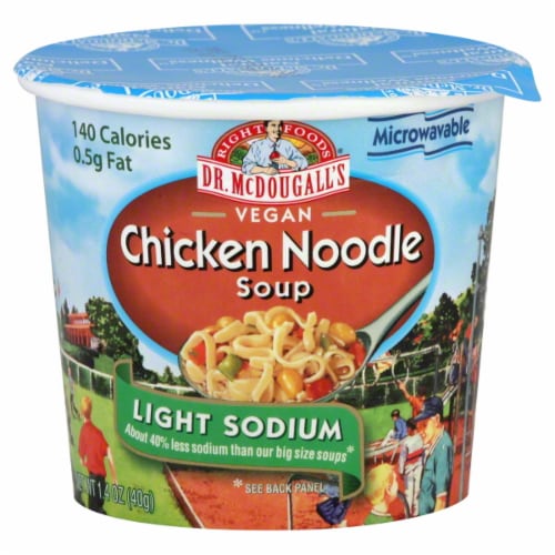 Dr. McDougall`s® Light Sodium Vegan Chicken Noodle Soup Perspective: front