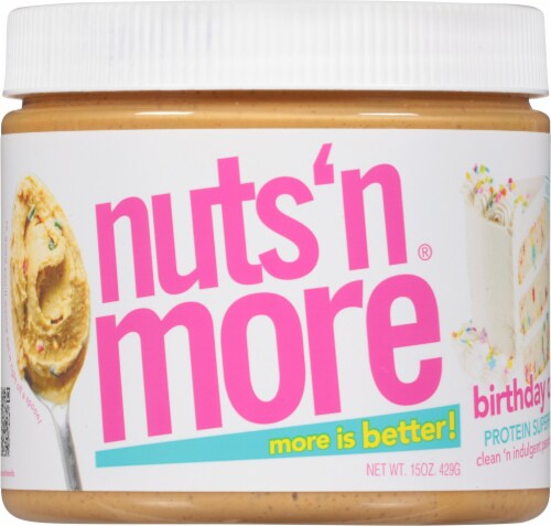 Nuts N More High Protein + Peanut Spread Birthday Cake Perspective: front
