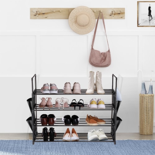 4 Tier Stackable Shoe Rack Sturdy Shoes Shelf Storage Organizer