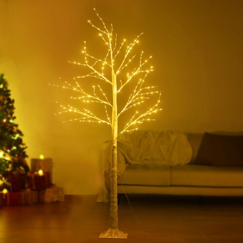 6 Ft Lighted Birch Tree 305 LED Warm White Light Home Party Christmas ...