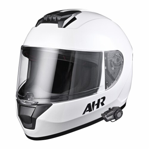 AHR DOT Full Face Motorcycle Helmet Visor Bluetooth Headset Intercom Music XL Perspective: front