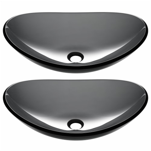 Aquaterior Bathroom Oval Tempered Glass Vessel Sink Counter Top Basin 2 Pack Perspective: front