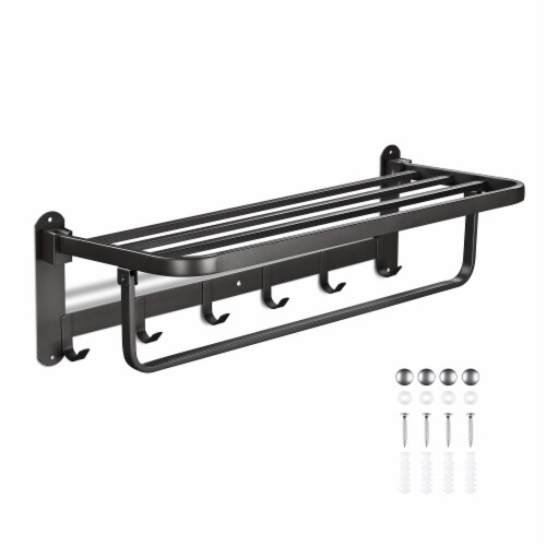 Towel rail with storage outlet