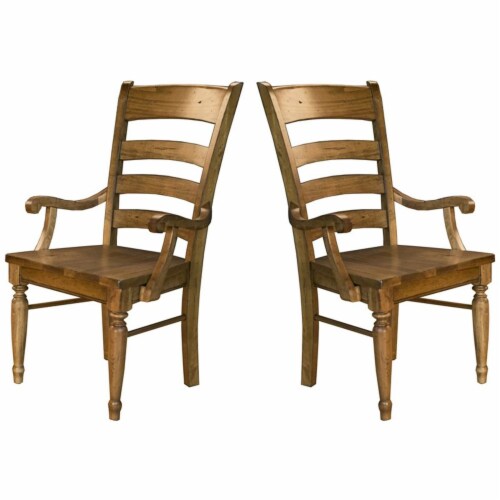 A-America Bennett Ladderback Dining Arm Chair in Smoky Quartz (Set of 2) Perspective: front