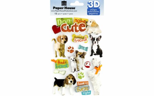 Paper House Sticker - 3D Dog Gone Cute Perspective: front