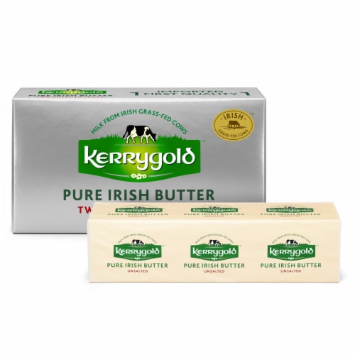 Kerrygold Grass-Fed Pure Irish Unsalted Butter Sticks Perspective: front