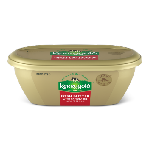 Kerrygold Grass Fed Irish Butter with Canola Oil Tub Perspective: front