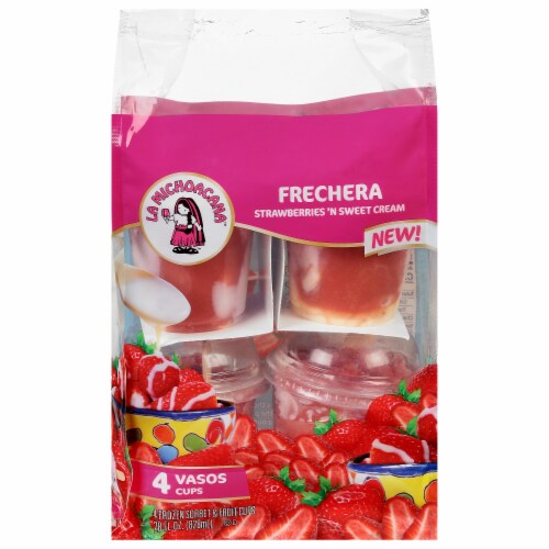 La Michoacana Frechera | Strawberries and Sweet Cream Sorbet Cups Perspective: front