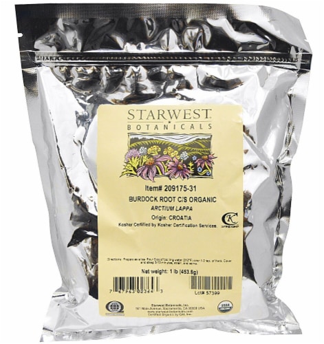 Starwest Botanicals  Organic Burdock Root Cut and Sifted Perspective: front