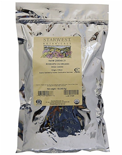Starwest Botanicals  Organic Rosehips Cut and Sifted Perspective: front