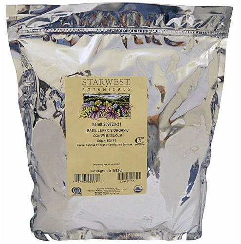 Starwest Botanicals  Organic Basil Leaf Cut and Sifted Perspective: front