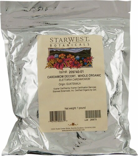 Starwest Botanicals  Organic Decorticated Cardamom Seeds Whole Perspective: front