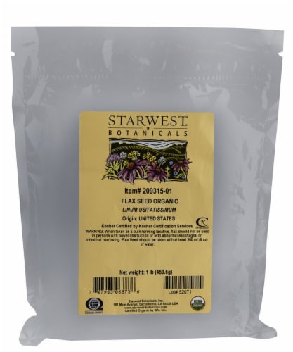 Starwest Botanicals  Organic Flax Seed Perspective: front