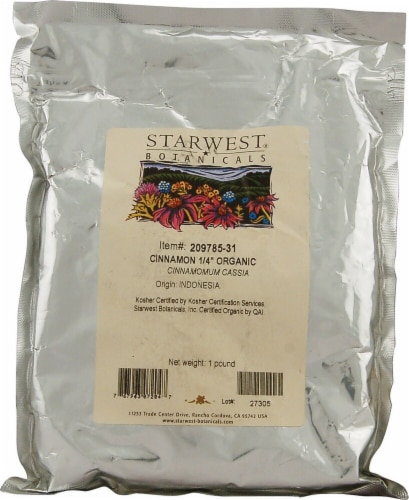 Starwest Botanicals  Organic Cinnamon Quarter Cut Perspective: front