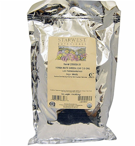 Starwest Botanicals  Organic Yerba Mate Green Leaf Cut and Sifted Perspective: front