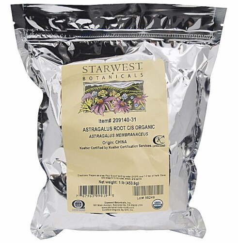 Starwest Botanicals  Organic Astragalus Root Cut and Sifted Perspective: front