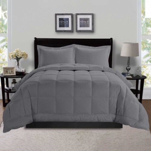 Elegant Comfort 3-Piece Box Stitched Comforter & Shams - Duvet Insert with 4 Corner Tabs Perspective: front