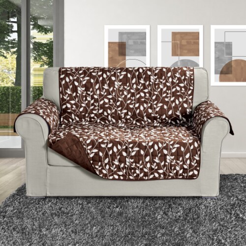 Elegant Comfort Quilted Furniture Protectors Solid And Printed Design Reversible Slipcovers Featuring Elastic Straps And Smart Pockets Great For Pets Kids And More Oversized Sofa Brown Cream