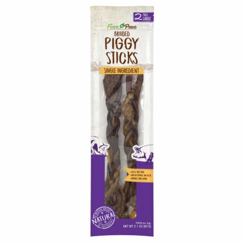Farm to Paws Braided Piggy Sticks Dog Treat Perspective: front
