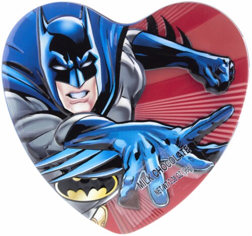Galerie Batman Milk Chocolate Heart Shaped Tin Valentine Candy Perspective: front