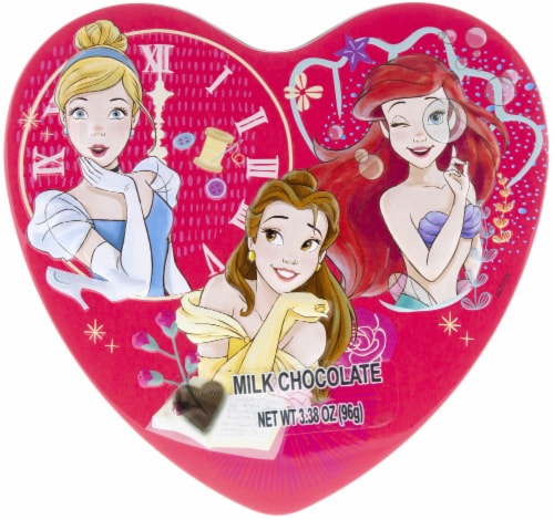 Galerie Princess Milk Chocolate Heart Shaped Tin Valentine Candy Perspective: front