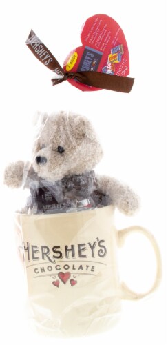 Hershey's Miniatures Bars Valentine Candy with Plush Bear in Jumbo Mug Perspective: front