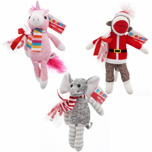 Galerie Sock Monkey and Friends Plush with Candy Canes - Assorted Perspective: front