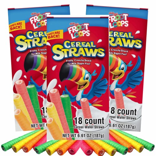 Froot Loops Cereal Straws 18ct (3-pack) Perspective: front