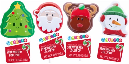 Galerie® Strawberry Flavored Assorted Holiday Lollipop Perspective: front