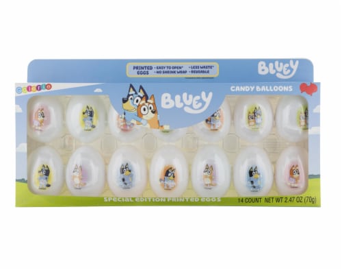 Galerie Bluey Strawberry Flavored Special Edition Printed Easter Candy Eggs Perspective: front