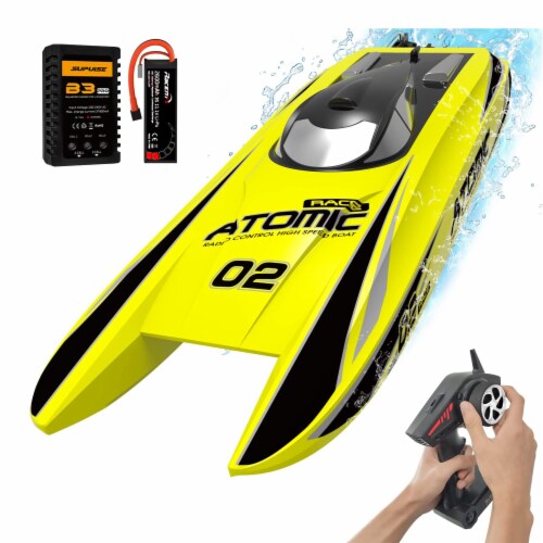 VOLANTEXRC Atomic Brushless Remote Control Outdoor Electric Racing Boat Yellow 1 Piece Harris Teeter