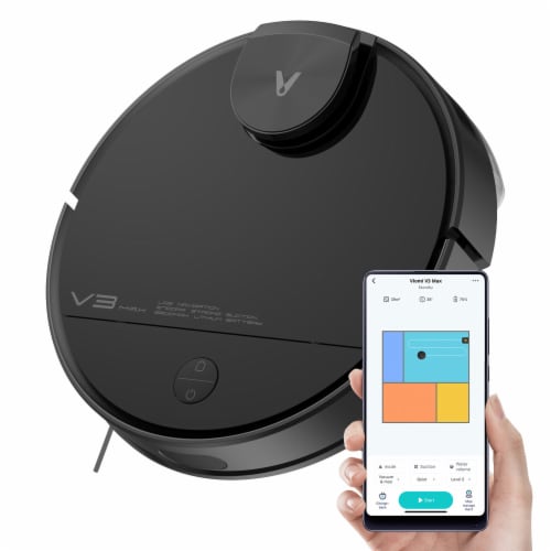Viomi Smart Robot Vacuum V3 Max Duster Vacuum and Mop for Multi Floors, Black Perspective: front