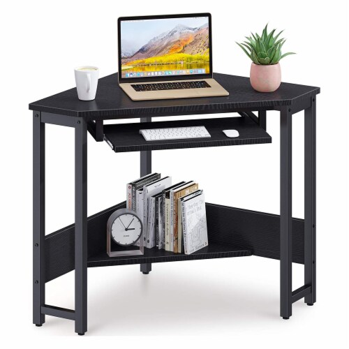 Corner Computer Desk. Writing Table with Steel Frame for Small Spaces,  White, 1 Unit - Fry's Food Stores