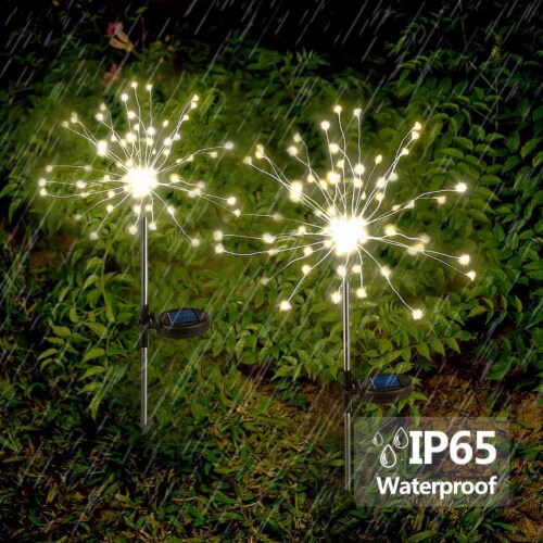 2Pack 150LED Garden Firework Lights 50 Copper Wires String Landscape Lamp Warm White 150LED Perspective: front