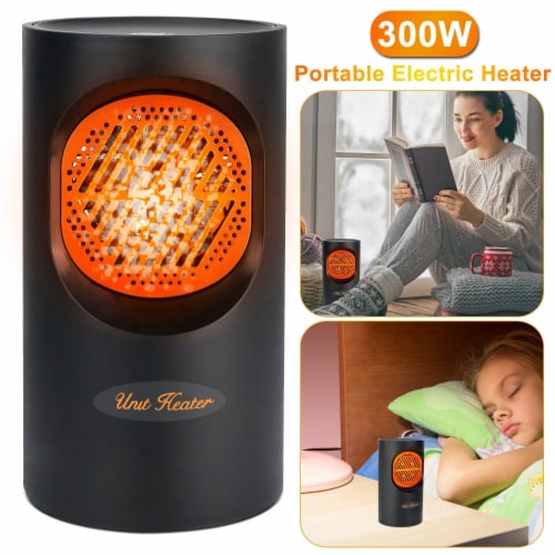 300W Portable Electric Heater Mini Heating Unit Fan Portable Floor Desktop Air Fan Heater Perspective: front