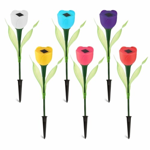 Solar Power Tulip Flower LED Light Outdoor Garden Yard Path Lawn