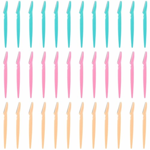 36pcs Women Eyebrow Razor Trimmer Facial Hair Remover Blade Safety Bikini Trimmer Shaper Perspective: front