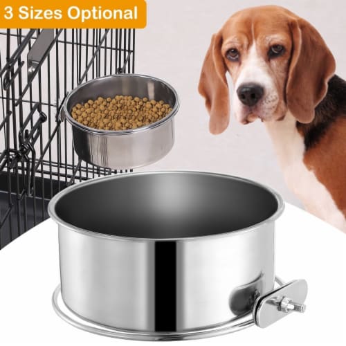 Stainless Steel Dog Bowl Pets Hanging Food Bowl Detachable Pet Cage Food Water  Bowl with, M - Gerbes Super Markets