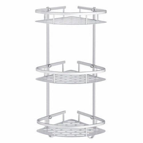 Bathroom Triangular Wall Shelf Holder 3-Layer Perspective: front