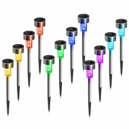 12 Pcs LED Stainless Steel Outdoor Garden Solar Lights for Pathway Walkway Patio Yard Lawn 1 unit Jay C Food Stores