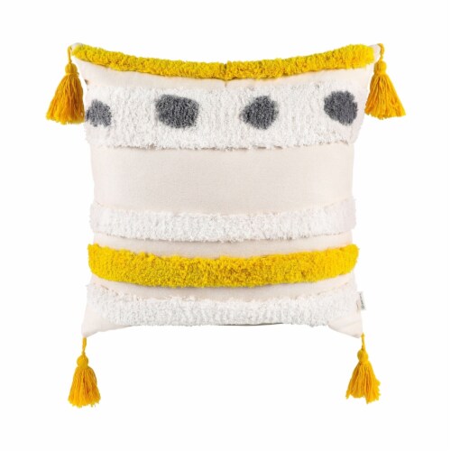 Boho Tufted Pillow Cover 18 x 18 Inches Throw Pillowcase Handmade Colorful Decorative Cushion Perspective: front