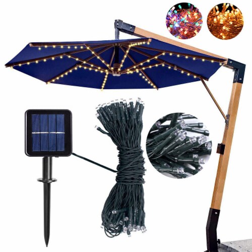 104 LEDs Solar-Powered String Light Fit 8-Rib 8/9/10ft Aluminum Outdoor Patio Umbrella Warm Perspective: front