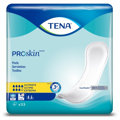 TENA ProSkin Ultimate Unisex Incontinent Pad Ultimate 16 L 47709, 33 Ct Perspective: front
