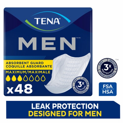 TENA Men Absorbent Guard, Maximum Bladder Control Pad for Adults,  Disposable, Dry-Fast Core, 8 in. - Simply Medical