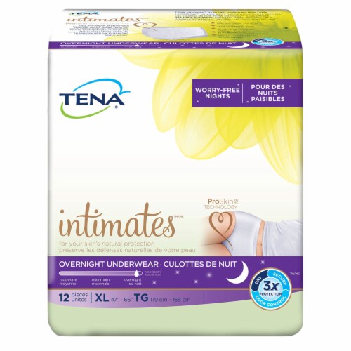 Tena Incontinence Underwear for Women, Overnight Absorbency, Sensitive  Care, X-Large - 12 Count