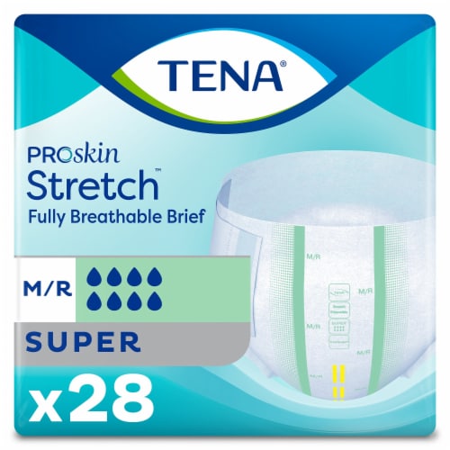TENA ProSkin Stretch Super Incontinence Brief M Breathable, 67902, 28 Ct Perspective: front